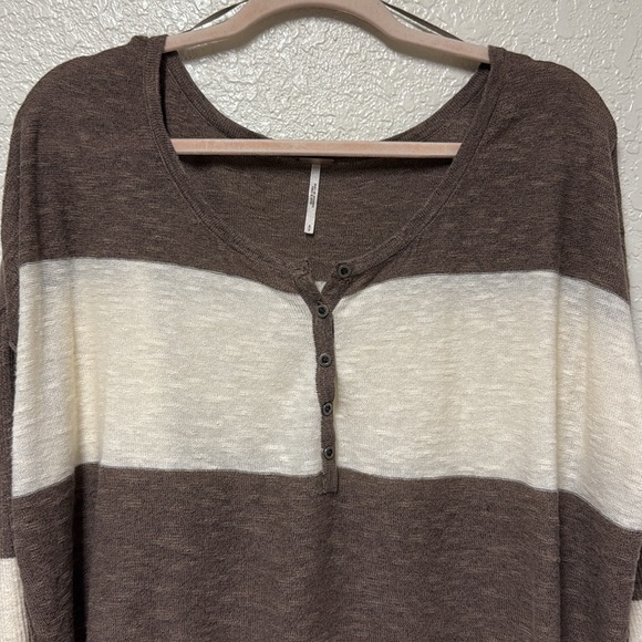 FREE PEOPLE FP Beach Brown and Cream Striped Women's Top Size Small - Picture 7 of 14